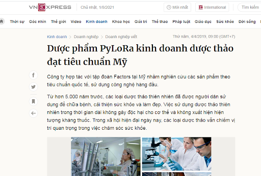Báo Vnexpress nói về PYLORA